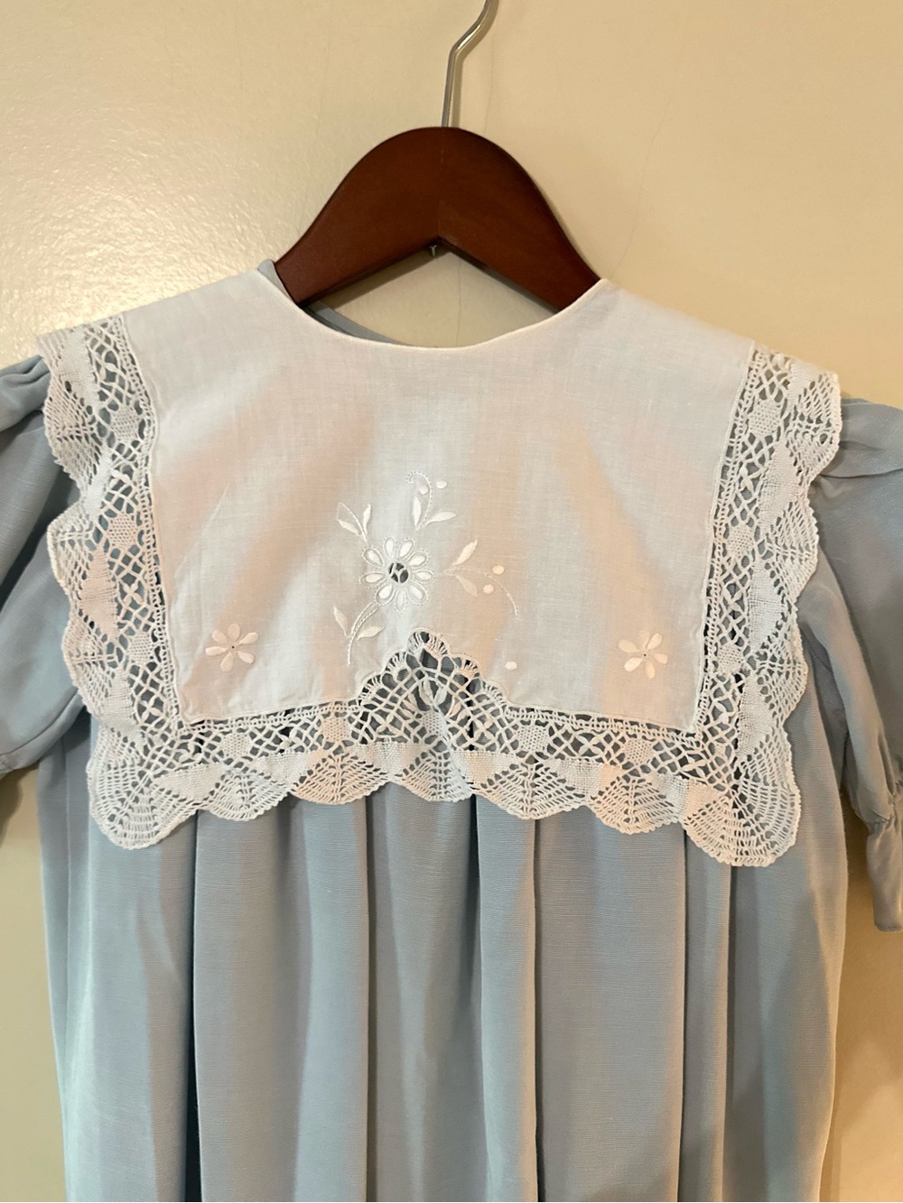 White Lace Collar, pictured atop the blue handmade dress.